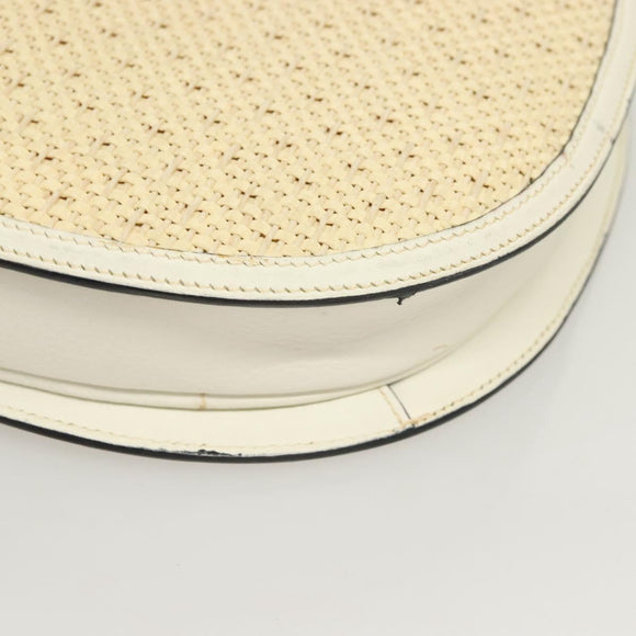 BALLY Shoulder Bag Straw Leather Beige Gold Auth BA3413