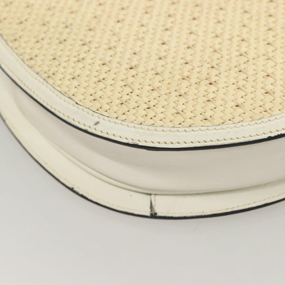 BALLY Shoulder Bag Straw Leather Beige Gold Auth BA3413