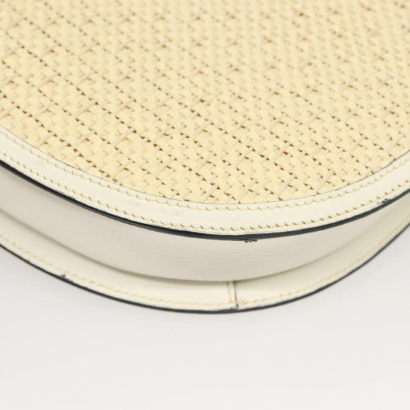 BALLY Shoulder Bag Straw Leather Beige Gold Auth BA3413