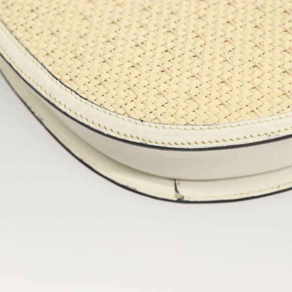 BALLY Shoulder Bag Straw Leather Beige Gold Auth BA3413