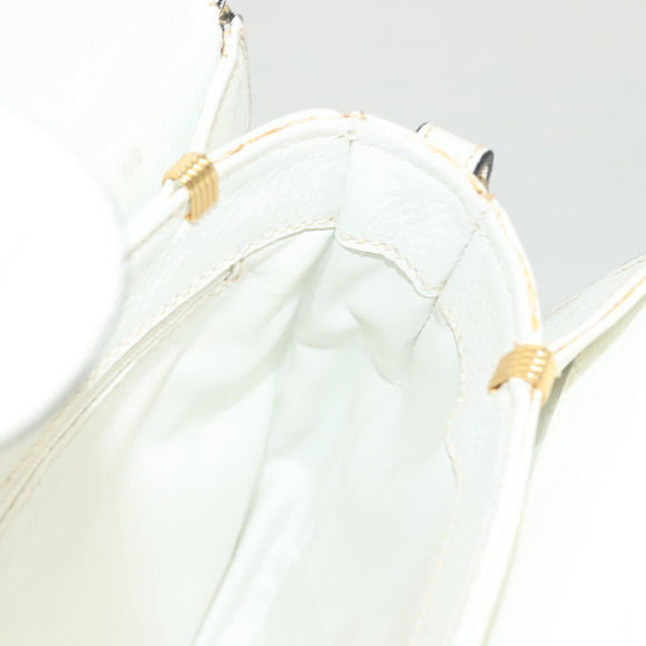 BALLY Shoulder Bag Straw Leather Beige Gold Auth BA3413