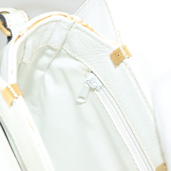 BALLY Shoulder Bag Straw Leather Beige Gold Auth BA3413