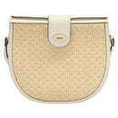 BALLY Shoulder Bag Straw Leather Beige Gold Auth BA3413-13