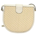 BALLY Shoulder Bag Straw Leather Beige Gold Auth BA3413-2