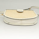 BALLY Shoulder Bag Straw Leather Beige Gold Auth BA3413-5
