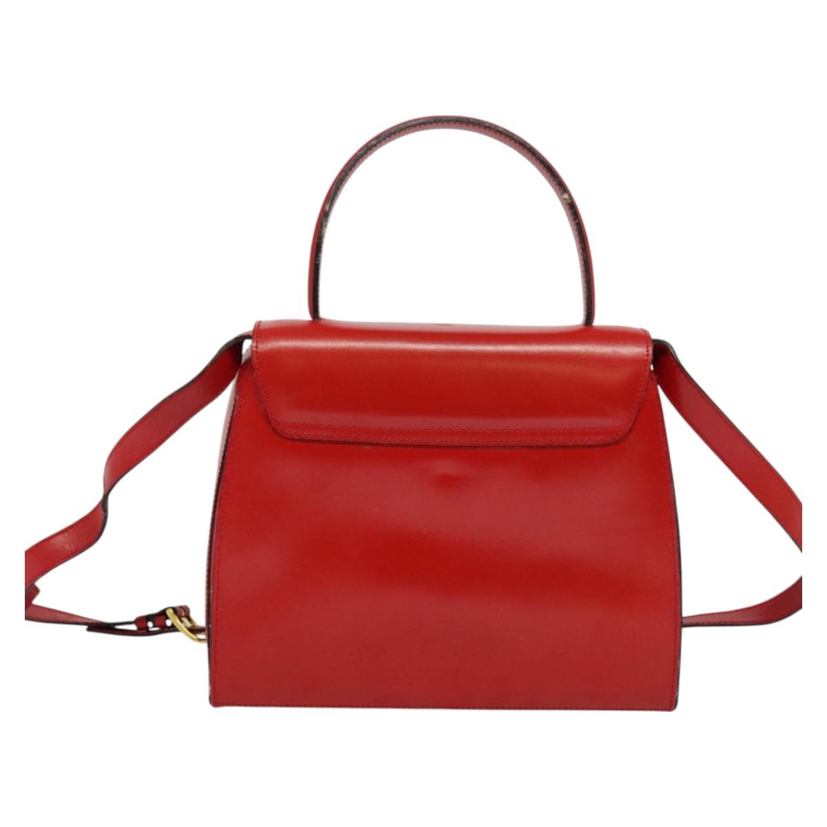 CELINE Hand Bag Leather 2way Red Gold Auth BA3417 | Brand Street Tokyo