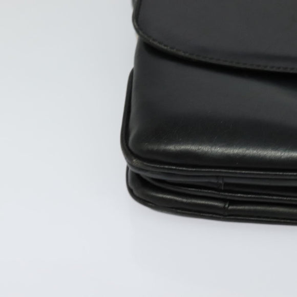 CELINE Shoulder Bag Leather Black Gold Auth BA3418