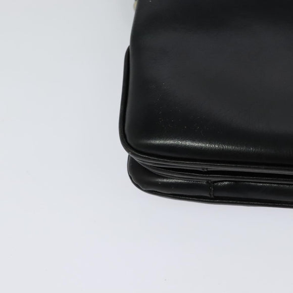 CELINE Shoulder Bag Leather Black Gold Auth BA3418