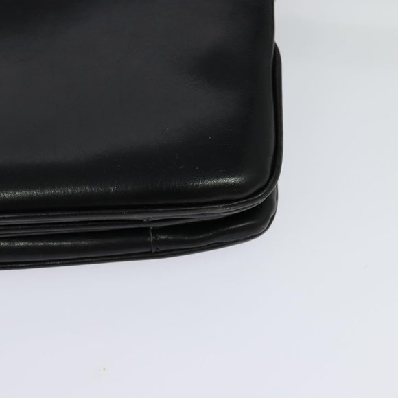 CELINE Shoulder Bag Leather Black Gold Auth BA3418