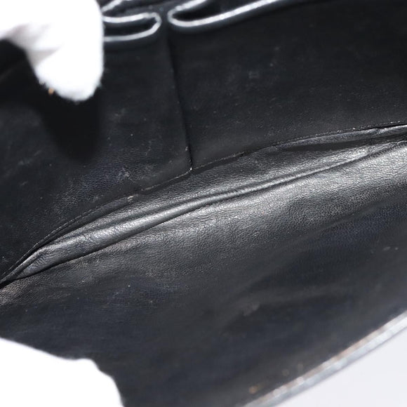 CELINE Shoulder Bag Leather Black Gold Auth BA3418