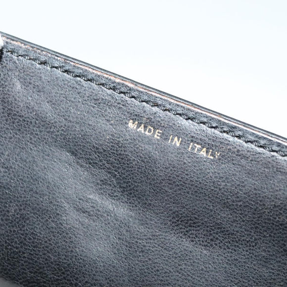 CELINE Shoulder Bag Leather Black Gold Auth BA3418