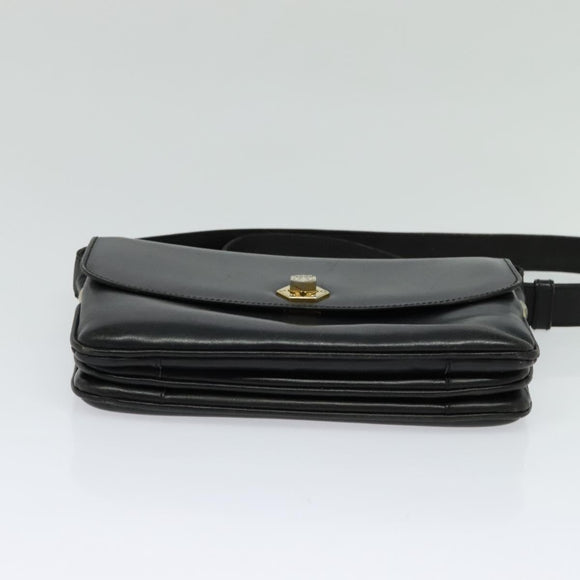 CELINE Shoulder Bag Leather Black Gold Auth BA3418