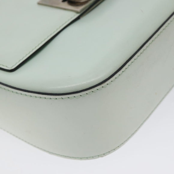 CELINE Shoulder Bag Leather Peppermint Silver Auth BA3419
