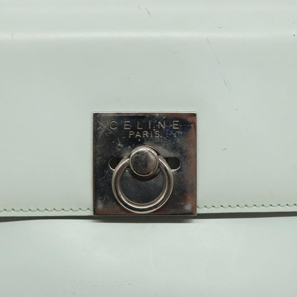 CELINE Shoulder Bag Leather Peppermint Silver Auth BA3419