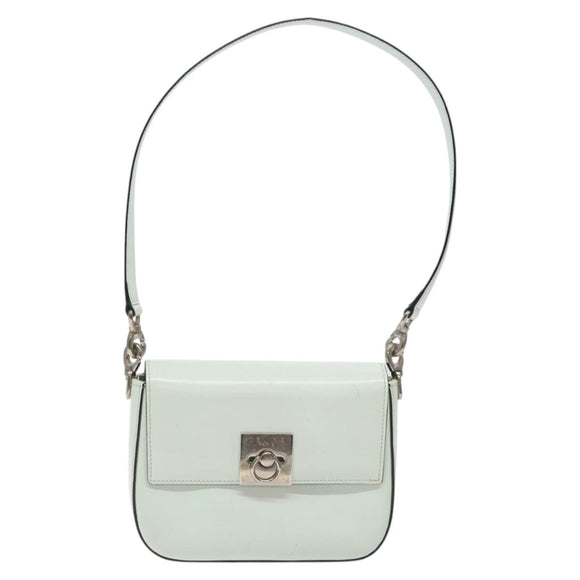 CELINE Shoulder Bag Leather Peppermint Silver Auth BA3419