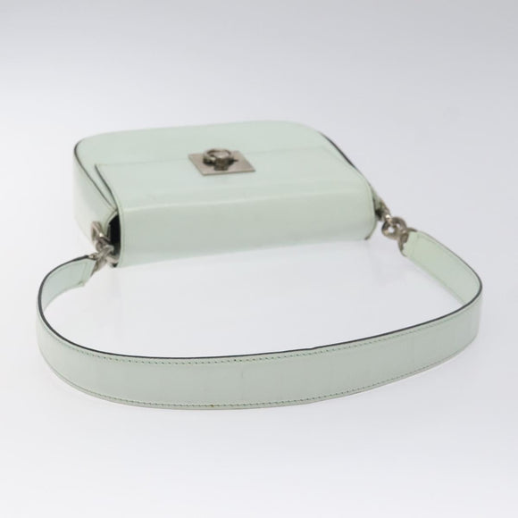 CELINE Shoulder Bag Leather Peppermint Silver Auth BA3419