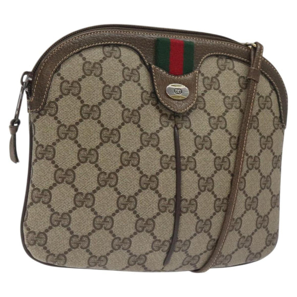 GUCCI GG Supreme Web Sherry Line Shoulder Bag PVC Beige 004 02 047 Auth BA3428