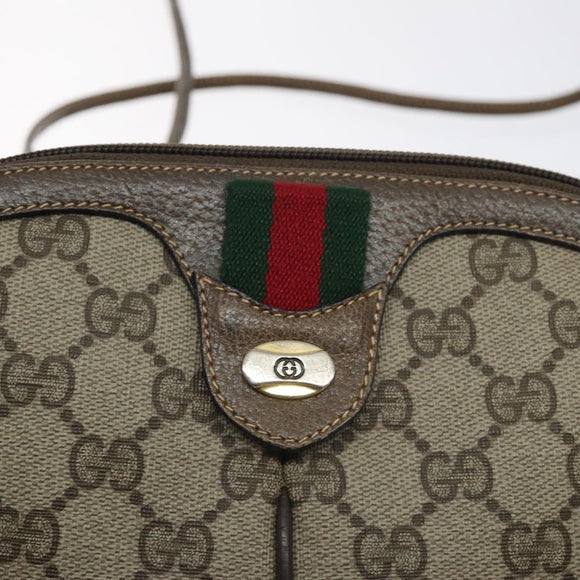 GUCCI GG Supreme Web Sherry Line Shoulder Bag PVC Beige 004 02 047 Auth BA3428