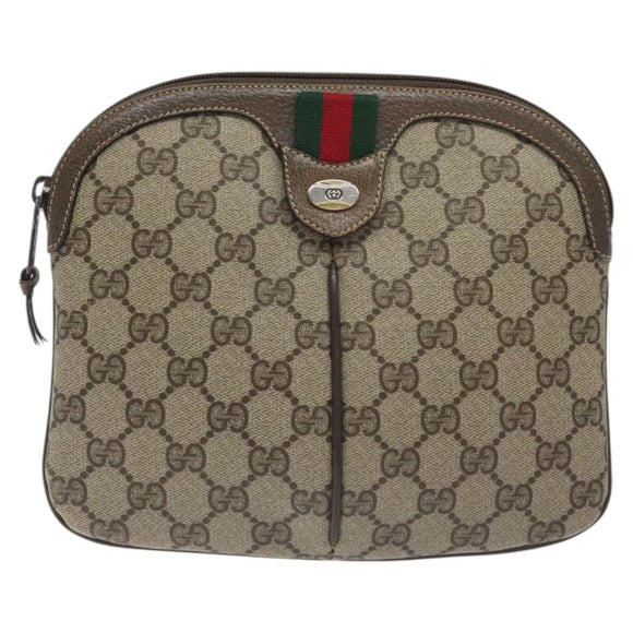 GUCCI GG Supreme Web Sherry Line Shoulder Bag PVC Beige 004 02 047 Auth BA3428