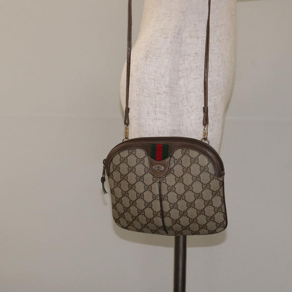 GUCCI GG Supreme Web Sherry Line Shoulder Bag PVC Beige 004 02 047 Auth BA3428