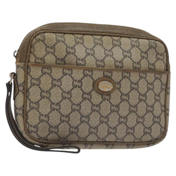 GUCCI GG Plus Supreme Clutch Bag PVC Beige Auth BA3430