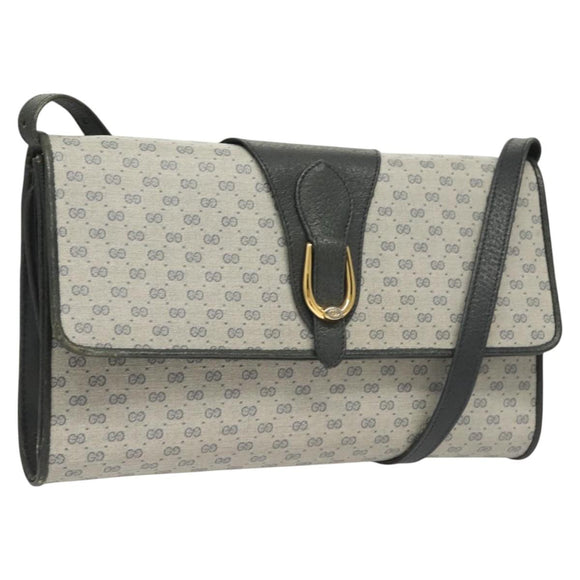 GUCCI Micro GG Supreme Shoulder Bag PVC Navy Gold 89 02 050 Auth BA3432