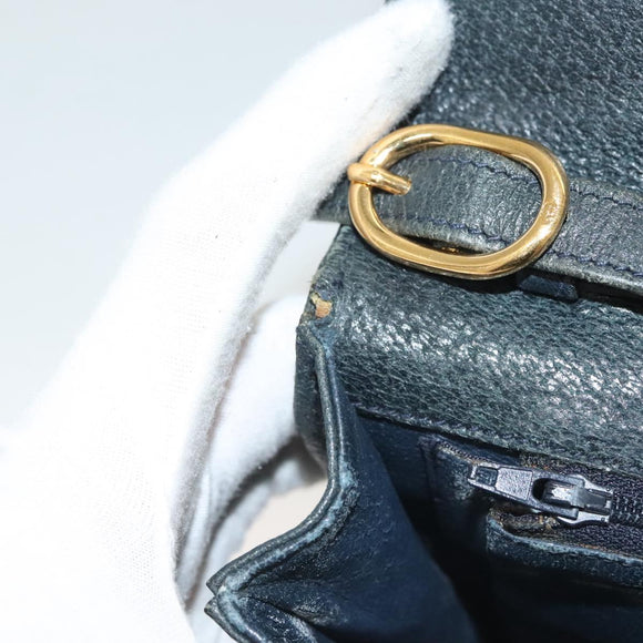 GUCCI Micro GG Supreme Shoulder Bag PVC Navy Gold 89 02 050 Auth BA3432