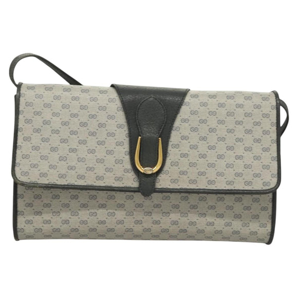 GUCCI Micro GG Supreme Shoulder Bag PVC Navy Gold 89 02 050 Auth BA3432