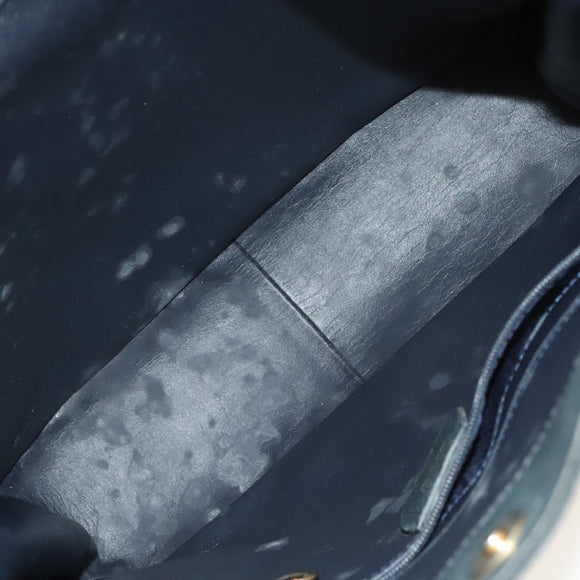 GUCCI Bamboo Hand Bag Leather 2way Navy Gold 001 3444 1638 Auth BA3439