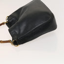 GUCCI Bamboo Hand Bag Leather 2way Navy Gold 001 3444 1638 Auth BA3439-4