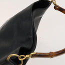 GUCCI Bamboo Hand Bag Leather 2way Navy Gold 001 3444 1638 Auth BA3439-6