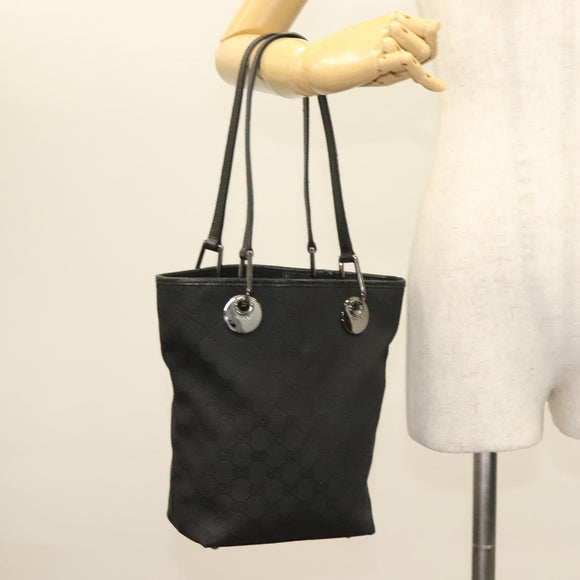 GUCCI GG Canvas Tote Bag Black 120840 Auth BA3441