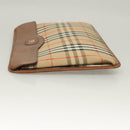 Burberrys Nova Check Document case Clutch Bag Canvas Beige Auth BA3443-4