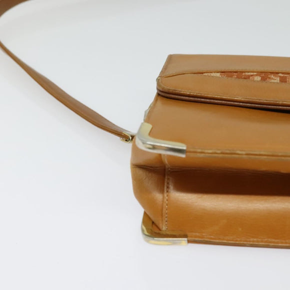 Christian Dior Shoulder Bag Leather Beige Gold Auth BA3445
