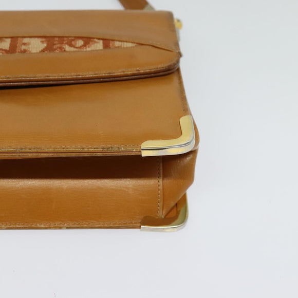 Christian Dior Shoulder Bag Leather Beige Gold Auth BA3445