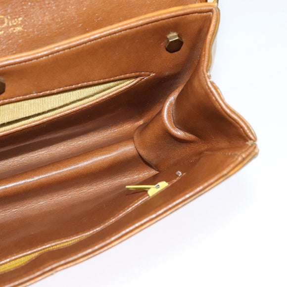 Christian Dior Shoulder Bag Leather Beige Gold Auth BA3445