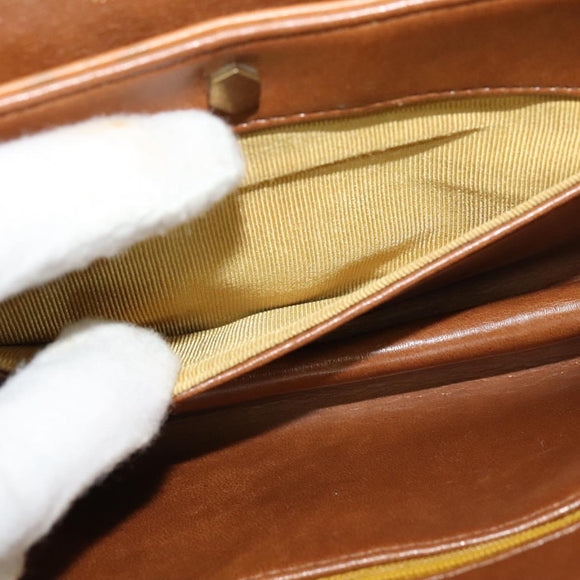 Christian Dior Shoulder Bag Leather Beige Gold Auth BA3445