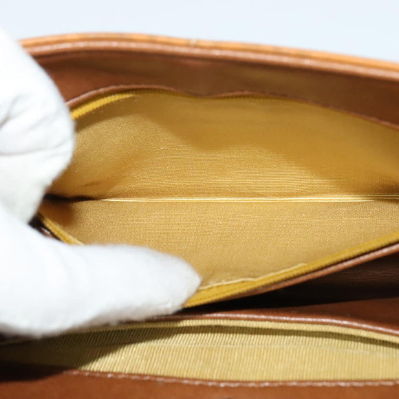 Christian Dior Shoulder Bag Leather Beige Gold Auth BA3445