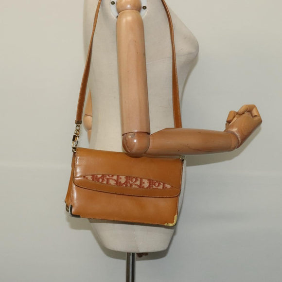 Christian Dior Shoulder Bag Leather Beige Gold Auth BA3445