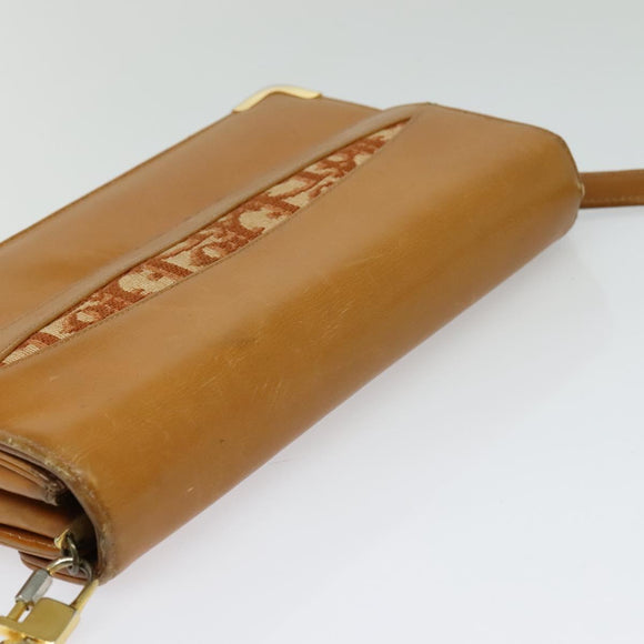 Christian Dior Shoulder Bag Leather Beige Gold Auth BA3445