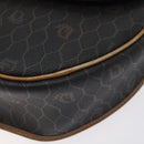 Christian Dior Honeycomb Canvas Shoulder Bag PVC Leather Black Gold Auth BA3446-10
