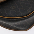Christian Dior Honeycomb Canvas Shoulder Bag PVC Leather Black Gold Auth BA3446-11