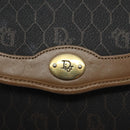 Christian Dior Honeycomb Canvas Shoulder Bag PVC Leather Black Gold Auth BA3446-21