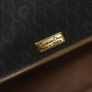 Christian Dior Honeycomb Canvas Shoulder Bag PVC Leather Black Gold Auth BA3446-15