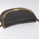 Christian Dior Honeycomb Canvas Shoulder Bag PVC Leather Black Gold Auth BA3446-6