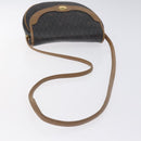 Christian Dior Honeycomb Canvas Shoulder Bag PVC Leather Black Gold Auth BA3446-7