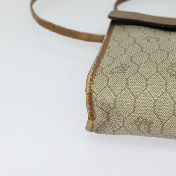 Christian Dior Honeycomb Canvas Shoulder Bag PVC Beige Auth BA3448