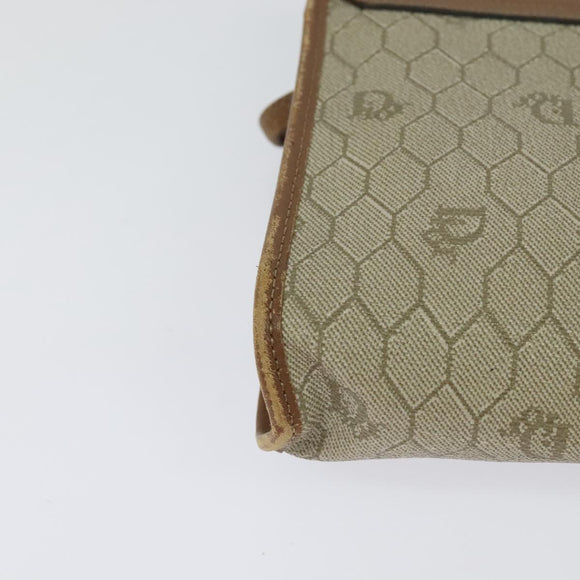 Christian Dior Honeycomb Canvas Shoulder Bag PVC Beige Auth BA3448