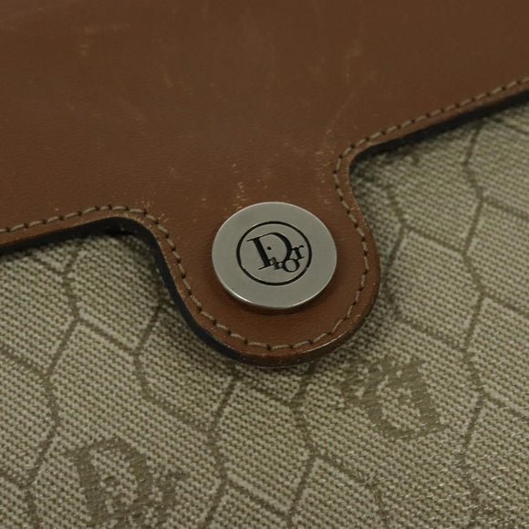 Christian Dior Honeycomb Canvas Shoulder Bag PVC Beige Auth BA3448