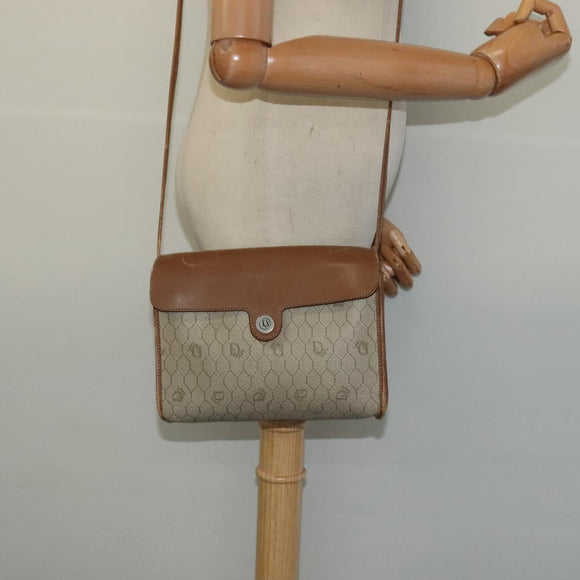 Christian Dior Honeycomb Canvas Umhängetasche PVC Beige Auth BA3448